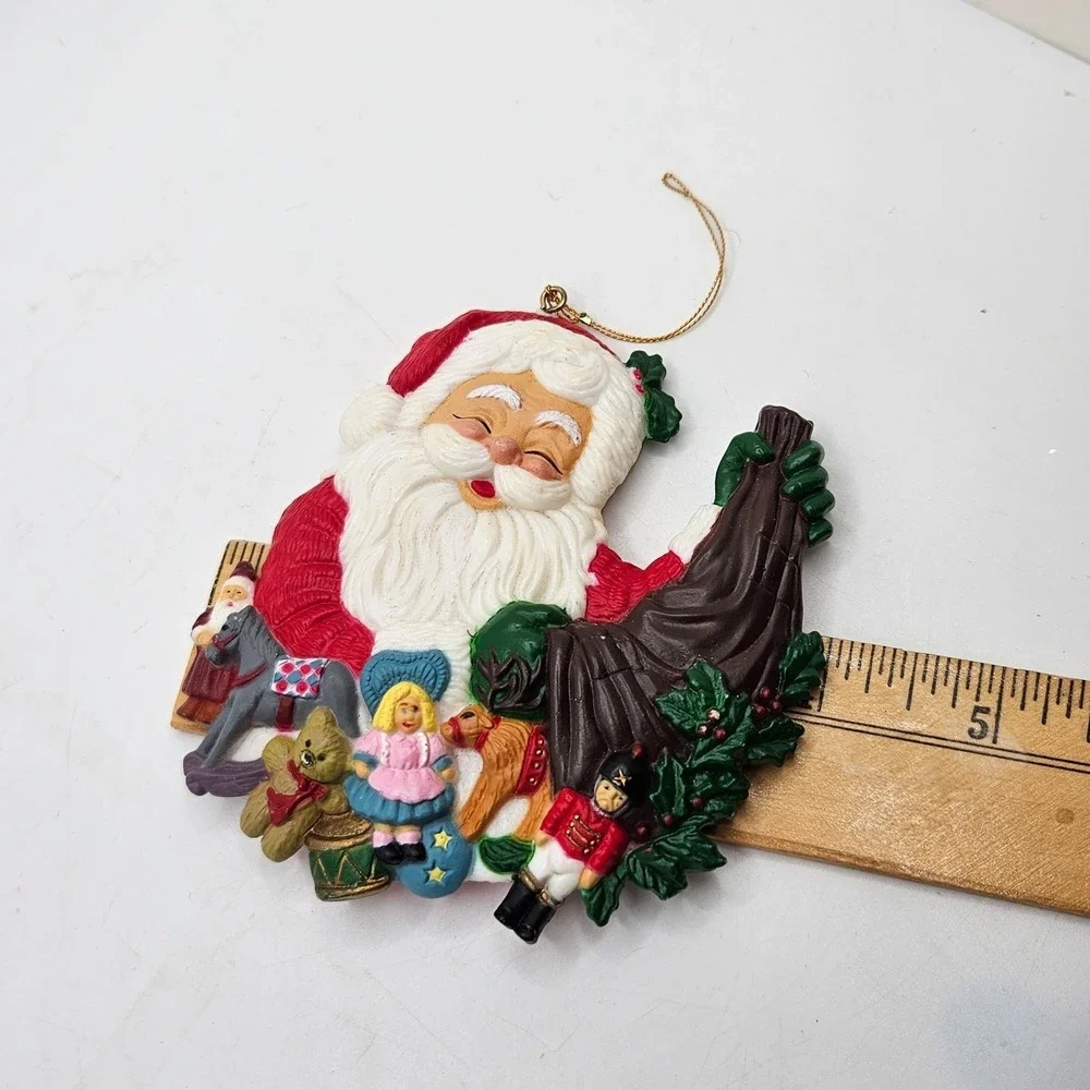 Vintage‎ Santa Claus Christmas Ornament Toy Bag Resin Plastic Holiday Tree Decor